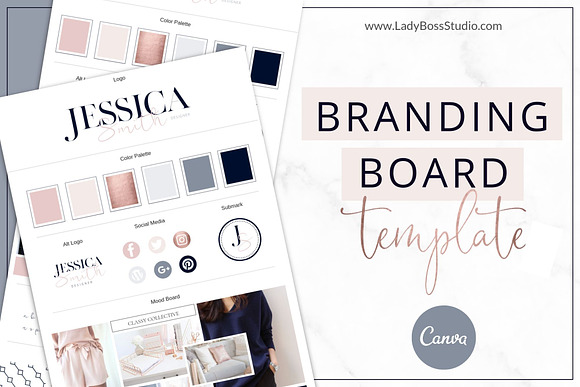Branding Bundle Rose Gold Canva in Logo Templates - product preview 4