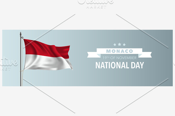 Monaco national day vector card