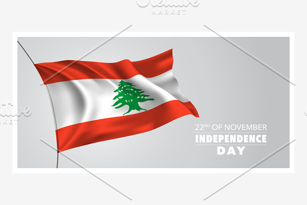 Lebanon independence day vector card