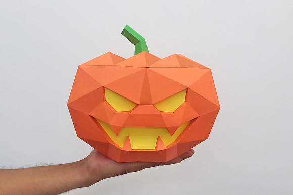 DIY Halloween Pumpkin- 3d papercraft in Templates - product preview 6