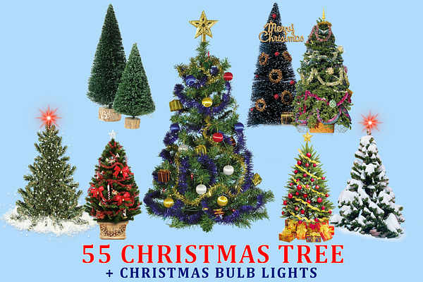 55 Christmas Realistic Tree Clipart