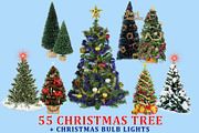 55 Christmas Realistic Tree Clipart