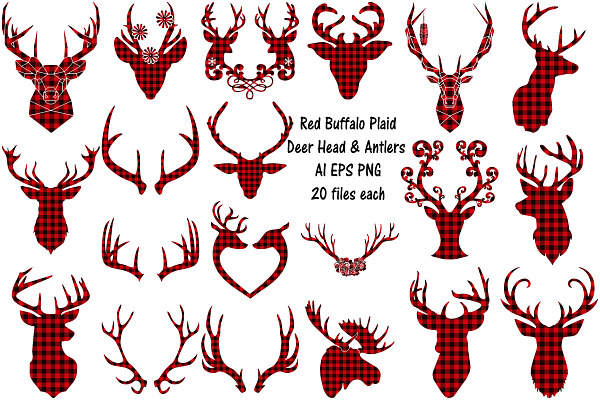 Red Buffalo Plaid Deer/Antlers