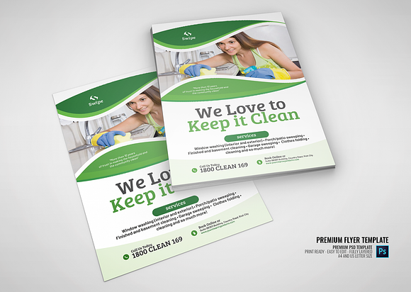 Cleaning Services Template Flyer in Flyer Templates - product preview 2