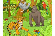Jungle cartoon animals 01