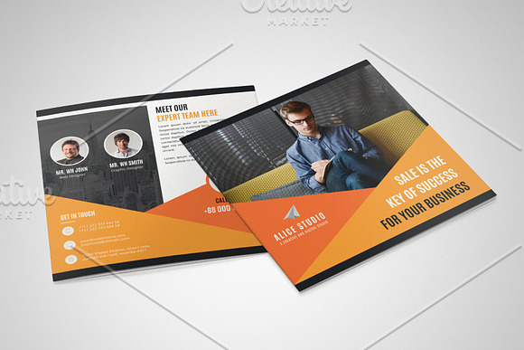 Square Bifold Brochure Template in Brochure Templates - product preview 4