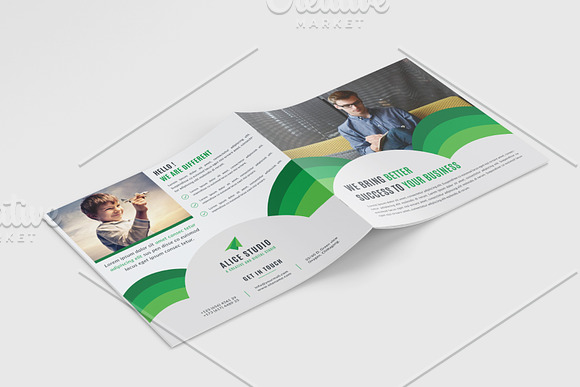 Square Bifold Brochure Template in Brochure Templates - product preview 5