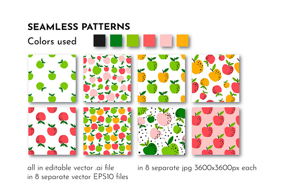 Apple fruit pattern illustration in Patterns - product preview 7