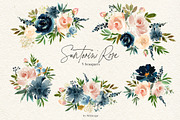 Santorini Rose Floral Clipart Set