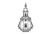 Church as Space rocket sketch vector