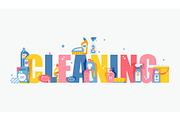 Cleaning typography vector
