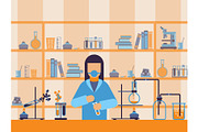 Chemist at work in laboratory, flat