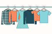 Clothes on Hangers Illustration Set