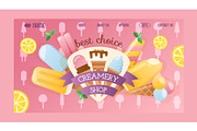 Creamery website template, vector
