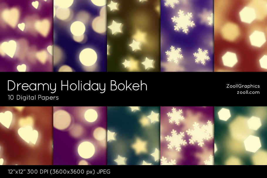 Dreamy Holiday Bokeh Digital Papers in Textures - product preview 8