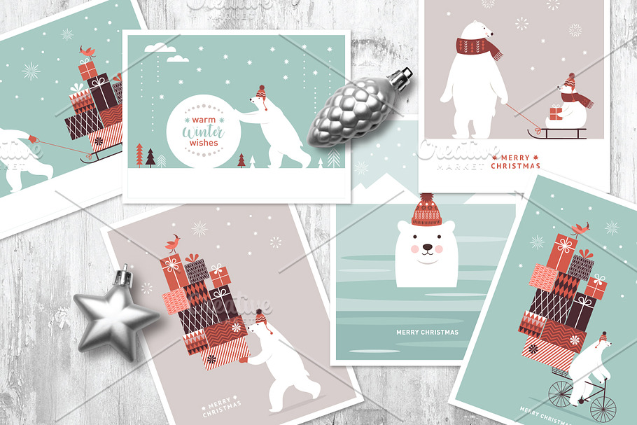 Happy Holidays with polar bear in Illustrations - product preview 8
