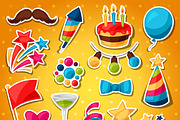 Show and party celebration stickers.