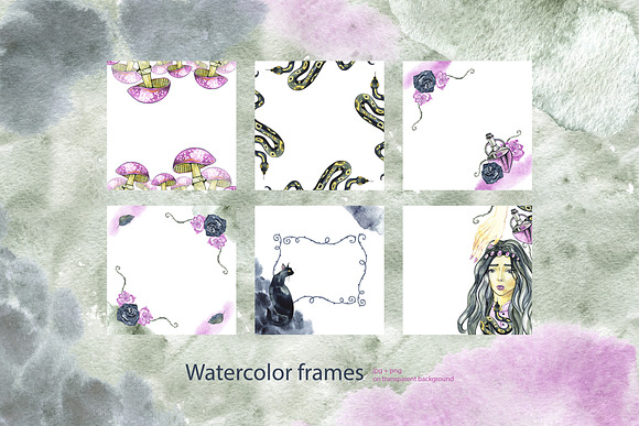 Mystical wreaths and frames in Illustrations - product preview 1