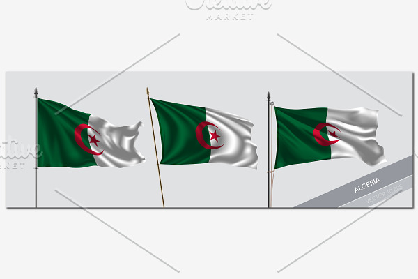 Set of Algeria waving flags vector