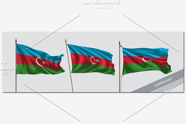 Set of Azerbaijan flags vector
