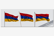 Set of Armenia waving flags vector