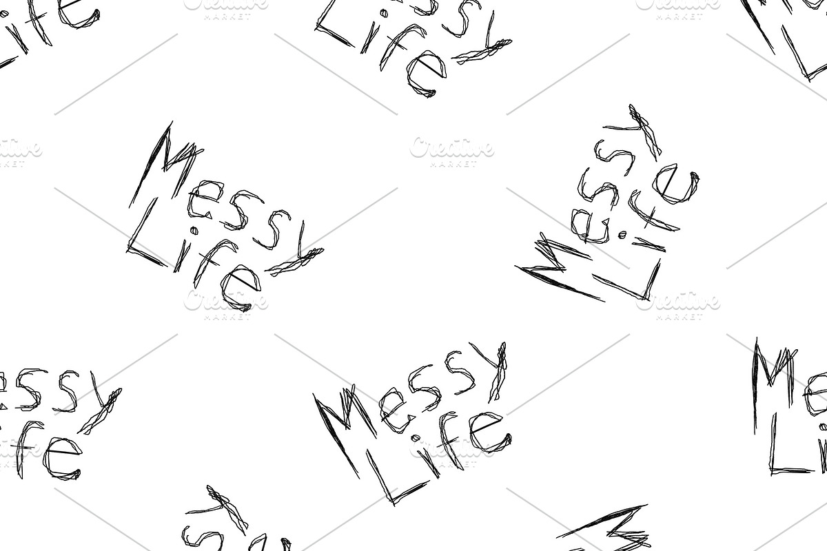 Messy Life Phrase Motif Typographic in Patterns - product preview 8