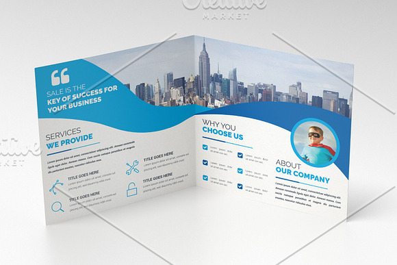 Square Bifold Brochure Template in Brochure Templates - product preview 3