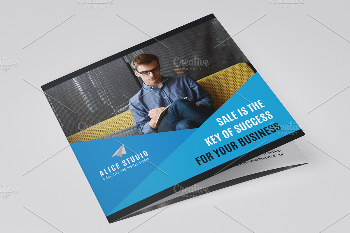 Square Trifold Brochure Template in Brochure Templates - product preview 8