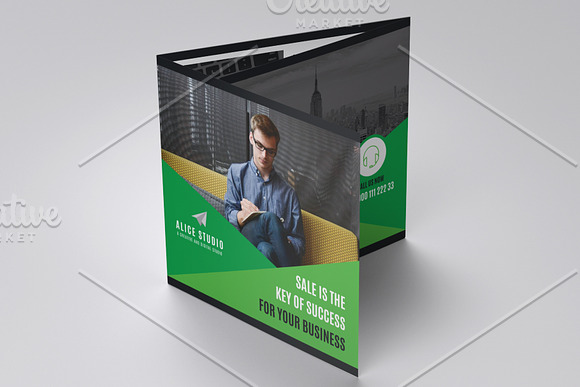Square Trifold Brochure Template in Brochure Templates - product preview 4