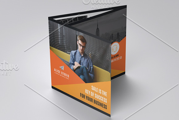 Square Trifold Brochure Template in Brochure Templates - product preview 6