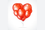 Color Glossy Balloons Heart Red