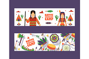 Native American camp banner, vector