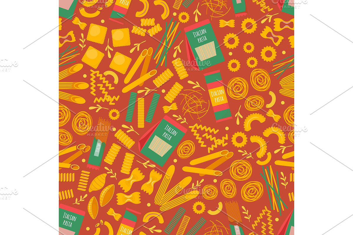 Italian pasta seamless pattern in Objects - product preview 8