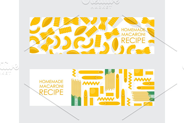 Homemade macaroni banner, vector