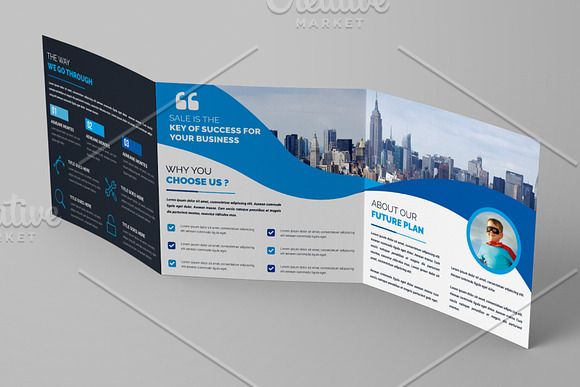 Square Trifold Brochure Template in Brochure Templates - product preview 3