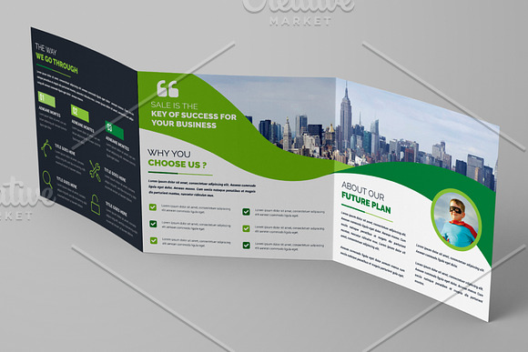 Square Trifold Brochure Template in Brochure Templates - product preview 11