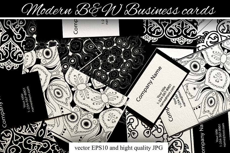 Modern B&W Business cards in Business Card Templates - product preview 8