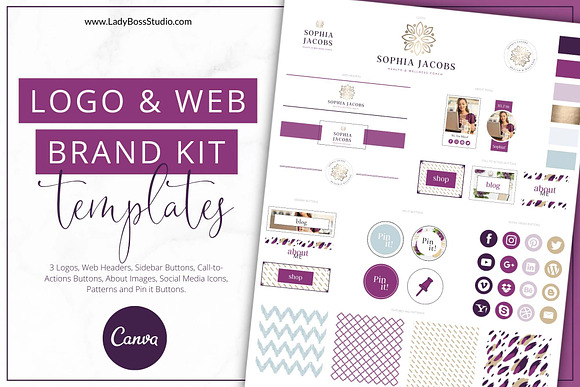 Website Branding Kit Canva Plum in Logo Templates - product preview 5