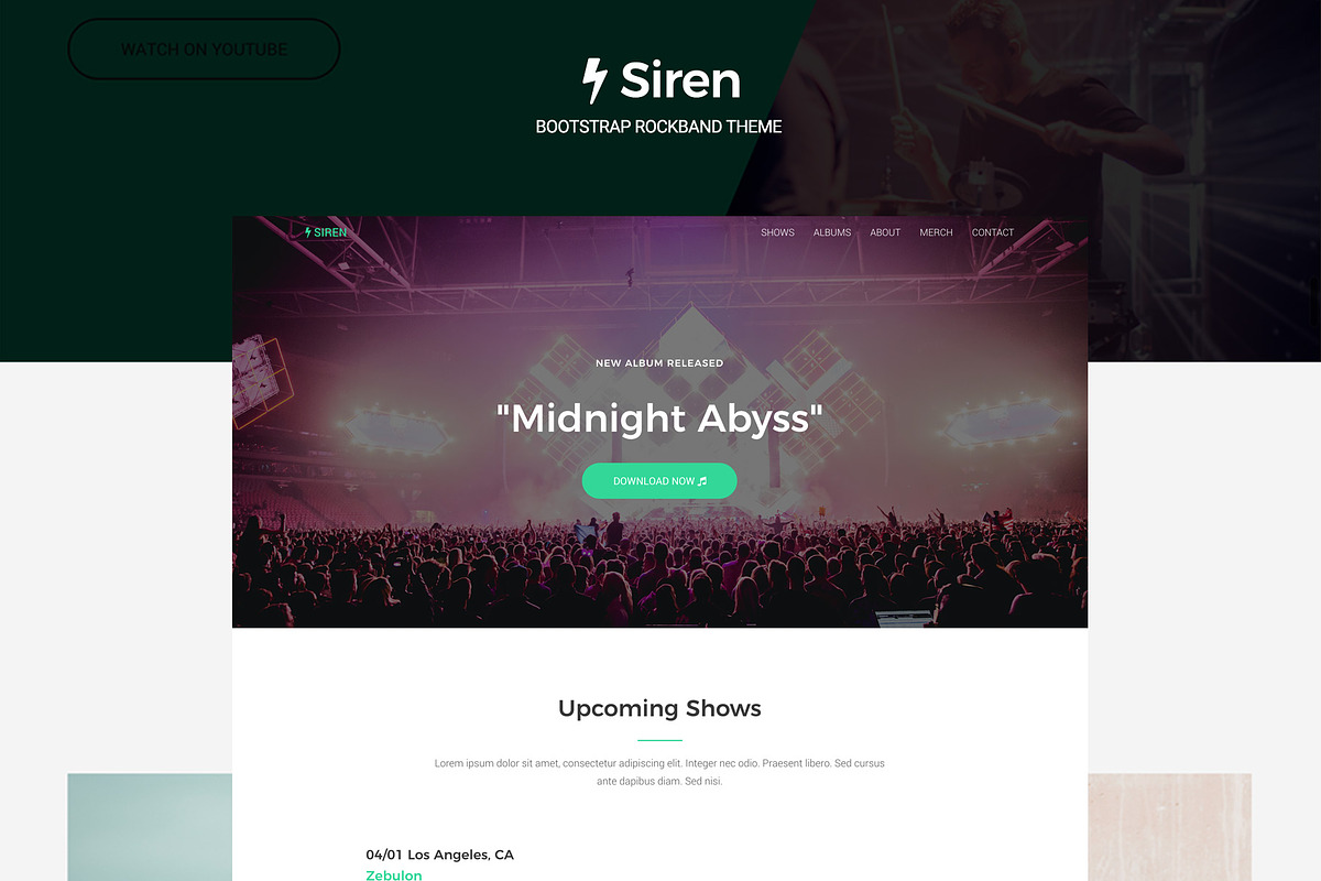 Siren - Bootstrap Rockband Theme in Bootstrap Themes - product preview 8