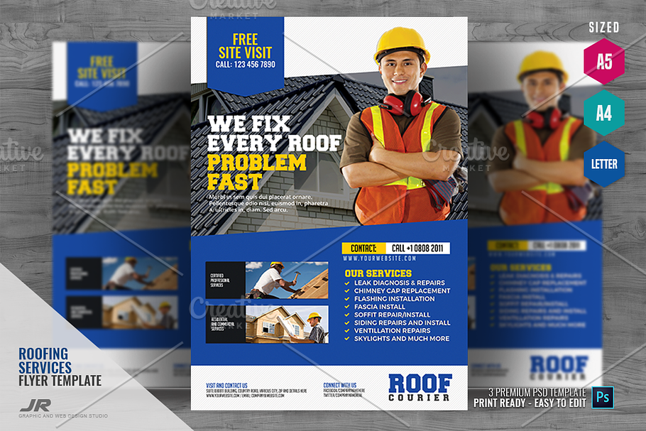 Roofing Service Flyer Template in Flyer Templates - product preview 8