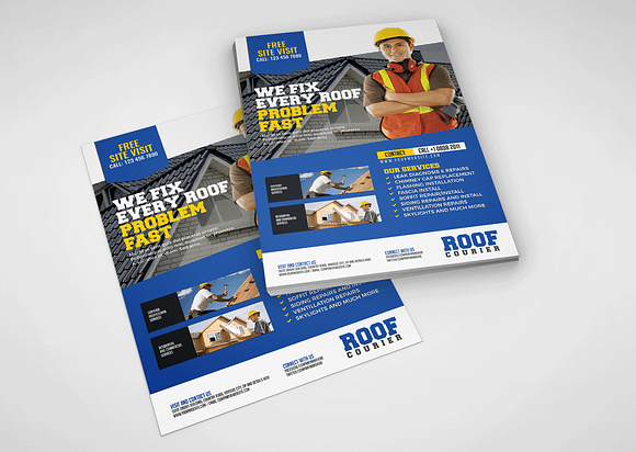 Roofing Service Flyer Template in Flyer Templates - product preview 2