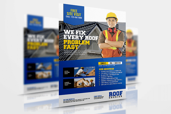 Roofing Service Flyer Template in Flyer Templates - product preview 3