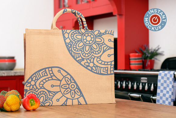 Instant mockup Burlap shopping bag in Mockup Templates - product preview 4