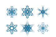 Set of nine snowflakes icons