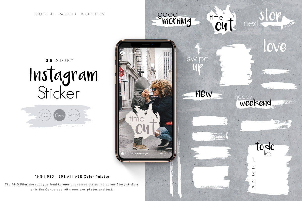 Instagram story sticker - 35 brushes in Instagram Templates - product preview 8