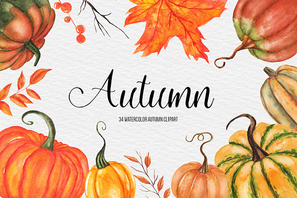 Watercolor Autumn Fall Illustration