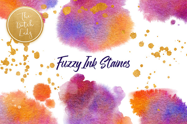 Fuzzy Ink Stain Clipart Set