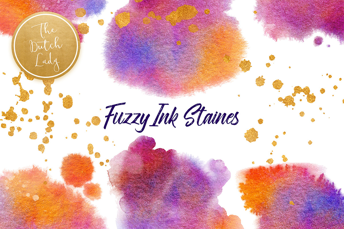 Fuzzy Ink Stain Clipart Set in Illustrations - product preview 8