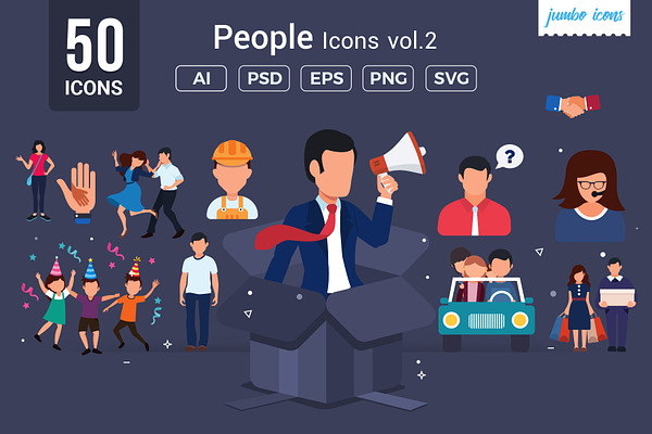 Flat Vector Icons People Set V2