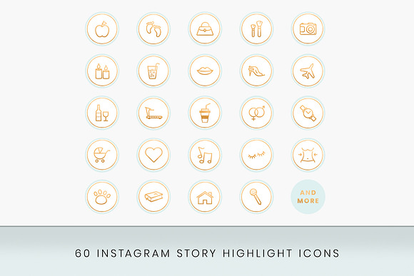 Instagram highlights, gold and mint in Instagram Templates - product preview 1